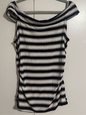 White House Black Market Striped Off-Shoulder Top
